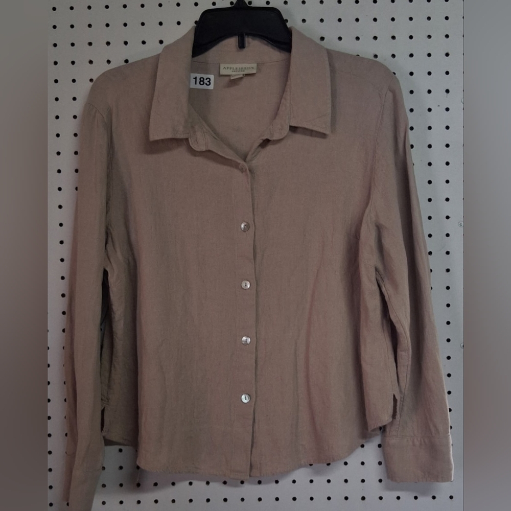 Appleseed's Womens Petite Large Linen/rayon Button-up Shirt